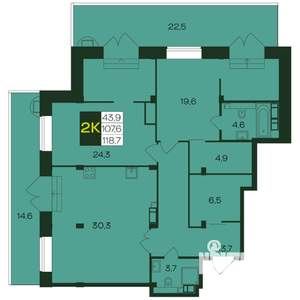 2-к квартира, вторичка, 119м2, 7/8 этаж
