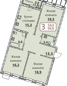 3-к квартира, вторичка, 95м2, 5/8 этаж