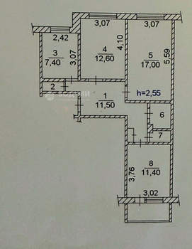 3-к квартира, вторичка, 65м2, 4/9 этаж