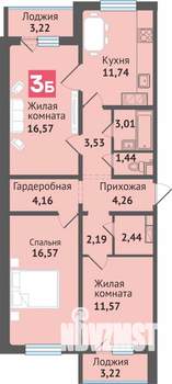 3-к квартира, строящийся дом, 84м2, 1/16 этаж