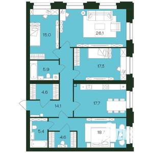 4-к квартира, вторичка, 131м2, 6/9 этаж