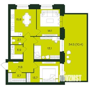 3-к квартира, вторичка, 88м2, 1/9 этаж