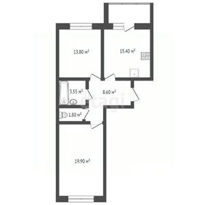 2-к квартира, вторичка, 64м2, 8/9 этаж