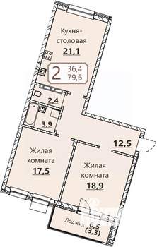 2-к квартира, вторичка, 80м2, 4/8 этаж