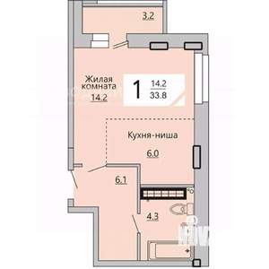 1-к квартира, вторичка, 34м2, 6/12 этаж