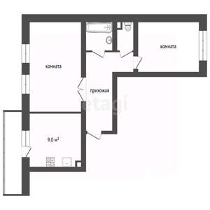 2-к квартира, вторичка, 58м2, 5/9 этаж