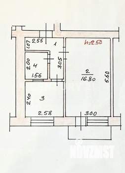 1-к квартира, вторичка, 33м2, 4/5 этаж