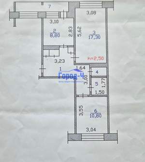2-к квартира, вторичка, 57м2, 5/5 этаж