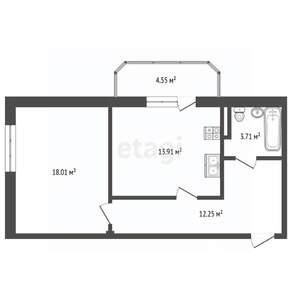 1-к квартира, вторичка, 47м2, 2/9 этаж
