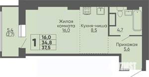 Студия квартира, строящийся дом, 38м2, 16/16 этаж