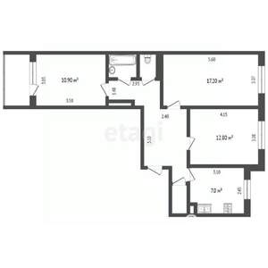 3-к квартира, вторичка, 66м2, 9/9 этаж