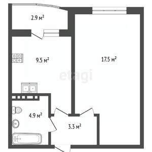 1-к квартира, вторичка, 34м2, 11/16 этаж