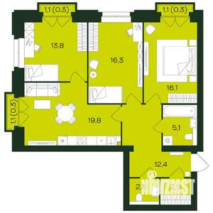 3-к квартира, вторичка, 91м2, 5/9 этаж