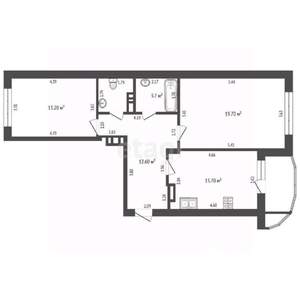 2-к квартира, вторичка, 66м2, 6/10 этаж