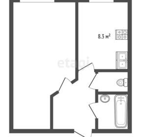 1-к квартира, вторичка, 38м2, 8/8 этаж