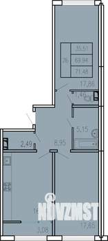 2-к квартира, вторичка, 71м2, 1/5 этаж