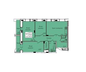 3-к квартира, вторичка, 100м2, 14/17 этаж