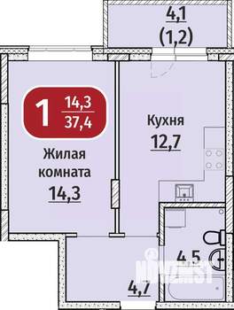 1-к квартира, вторичка, 37м2, 1/9 этаж