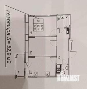 2-к квартира, вторичка, 55м2, 2/15 этаж