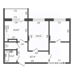 3-к квартира, вторичка, 63м2, 8/16 этаж
