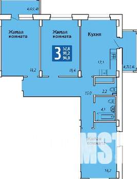 3-к квартира, строящийся дом, 94м2, 12/14 этаж