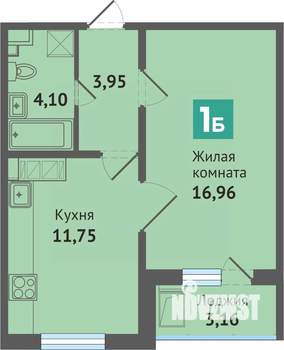 1-к квартира, строящийся дом, 40м2, 15/16 этаж