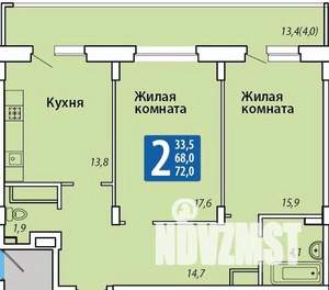 2-к квартира, строящийся дом, 72м2, 10/14 этаж