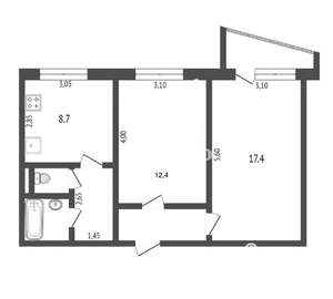 2-к квартира, вторичка, 52м2, 3/5 этаж