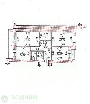 3-к квартира, вторичка, 89м2, 9/9 этаж