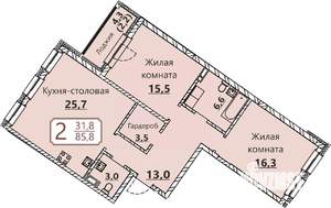 2-к квартира, вторичка, 86м2, 2/8 этаж