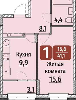 1-к квартира, вторичка, 41м2, 10/17 этаж