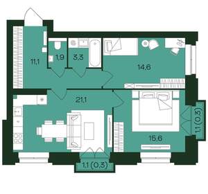 2-к квартира, вторичка, 68м2, 6/9 этаж