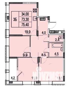 3-к квартира, вторичка, 75м2, 11/16 этаж