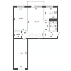 3-к квартира, вторичка, 57м2, 5/5 этаж