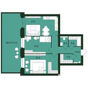 2-к квартира, вторичка, 90м2, 1/9 этаж