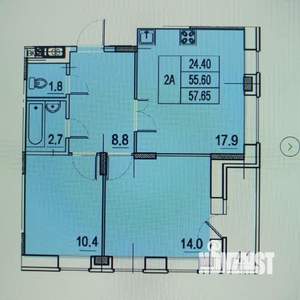 2-к квартира, вторичка, 58м2, 10/16 этаж