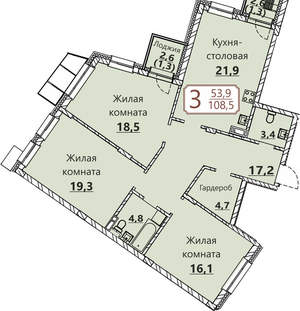 3-к квартира, вторичка, 109м2, 5/8 этаж