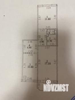 2-к квартира, вторичка, 56м2, 7/10 этаж