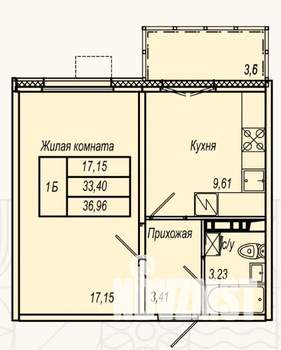 1-к квартира, вторичка, 37м2, 7/9 этаж