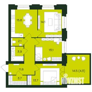 3-к квартира, вторичка, 82м2, 1/9 этаж