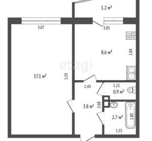 1-к квартира, вторичка, 33м2, 8/10 этаж