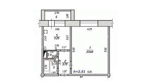1-к квартира, вторичка, 42м2, 9/10 этаж