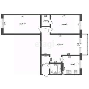 3-к квартира, вторичка, 58м2, 2/5 этаж