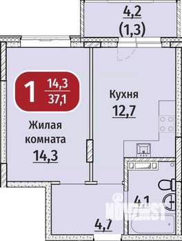 1-к квартира, вторичка, 37м2, 7/9 этаж