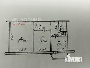 2-к квартира, вторичка, 57м2, 5/10 этаж