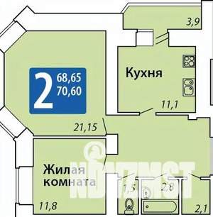 2-к квартира, вторичка, 71м2, 7/16 этаж