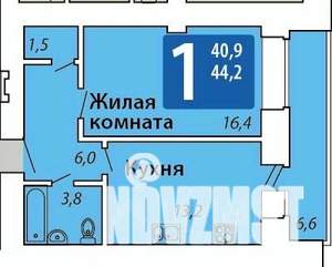 1-к квартира, вторичка, 44м2, 1/16 этаж