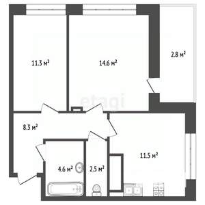 2-к квартира, вторичка, 59м2, 12/16 этаж