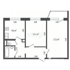 2-к квартира, вторичка, 50м2, 3/10 этаж