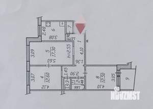 3-к квартира, вторичка, 71м2, 8/9 этаж